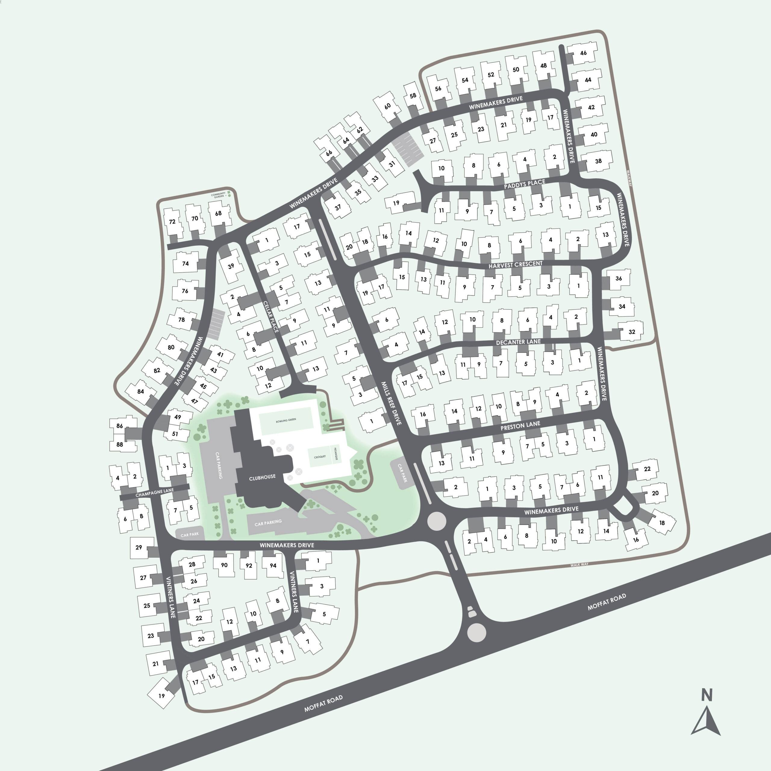 House plan of 3 bedroom villa at The Vines at Bethlehem